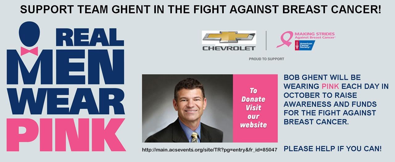 Bob Wears Pink at Ghent Chevrolet in Greeley CO